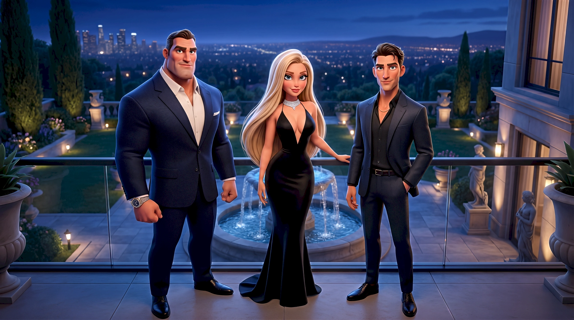 riverdale nyc neoclassical mansion evening balcony social expressive 3d figures hubplanet 4k